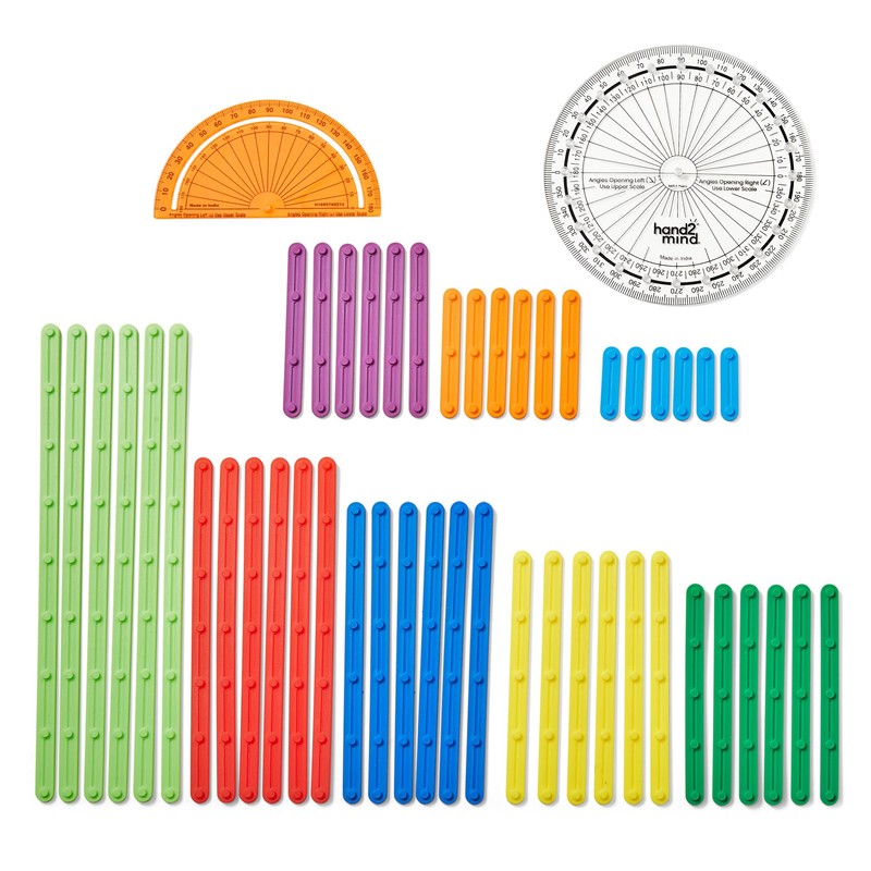 hand2mind AngLegs Starter Set with 2 Protractors, Geometry Manipulatives, Geometric