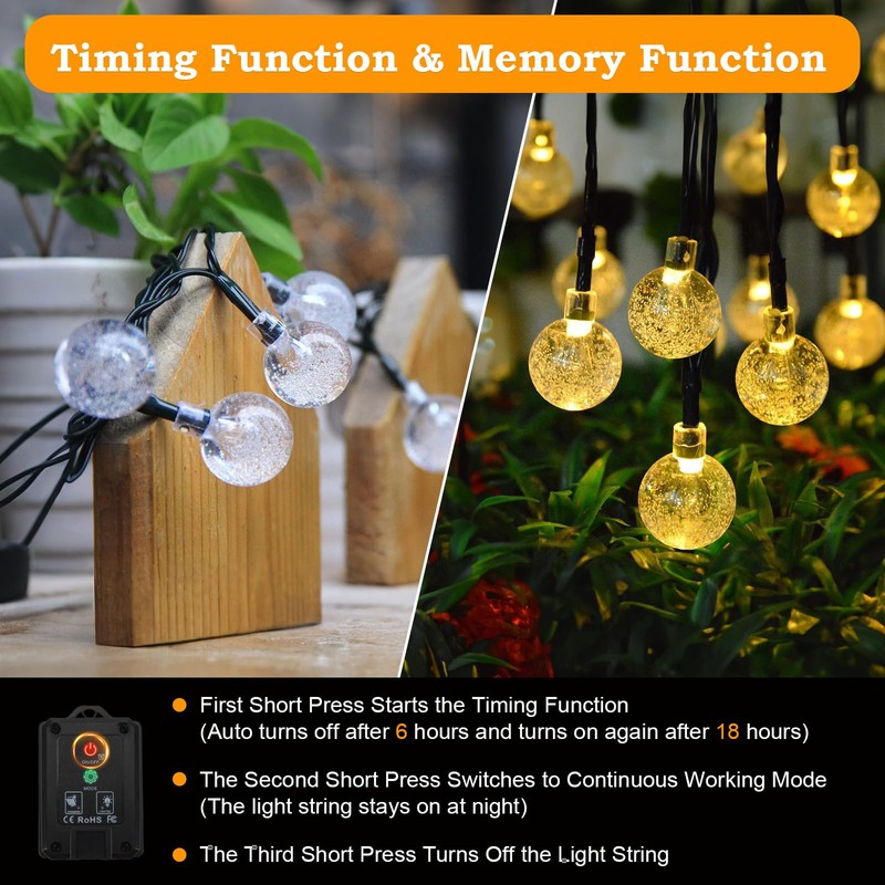 Realky Solar Garden Lights Outdoor, 59Ft 100LED Solar String Lights,