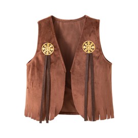 Lito Angels Cowgirl Costume Clothing Fancy Dress with Bandana Vest and Hat for Toddler Girls Size 2-3 Years 98 Brown