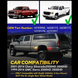 Gsdmsye Front Amber LED Side Marker Lights Rear Red Bumper Sidemarker Lamps Reflectors for 2001-2014 Chevy Silverado GMC Sierra 2500 3500 Amber Red Dual Rear Wheel Bed Marker Lamps, Smoked Lens