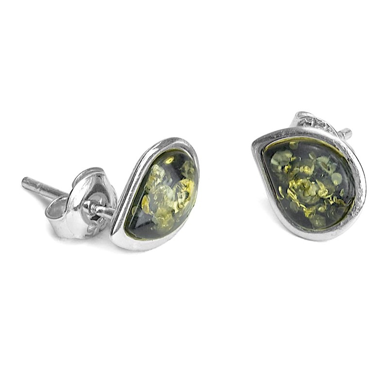 Ian and Valeri Co. Green Amber Sterling Silver Stud Earrings