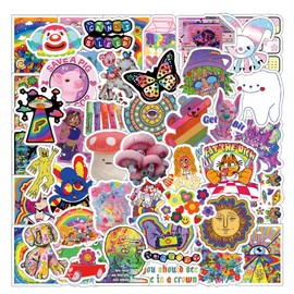 61Pcs Kidcore Stickers Pack, Stoner Psychedelic Aesthetic Vinyl Waterproof Sticker Decals for Water Bottle, Laptop, Phone, Scrapbooking, Journaling Gifts for Kids Teens Adults for Party Supply Favor