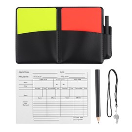 louuuou 6 PCS Football Referee Kit, Football Stuff Red And Yellow Cards Referee Whistle With Lanyard Whistles Sports With Leather Case Recording Papers Pencil, For Coach Sports Accessories