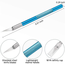 15 Pack Exacto Knife Set, Hobby Knife, Back to School Supplies Craft Knifes Kit for Art, Carving, DIY, Scrapbooking, Art, Cutting, Stencil(Gold and Blue)