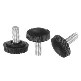 uxcell 30pcs M4 x 10mm Metric Male Thread Knurled Knobs, Thumb Screw Clamping Knobs Grip Plastic Handle Hand Knobs with Threaded Stud, Black