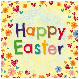Easter Cards - Easter Hearts, Happy Easter cards, pack of 5 cards with white envelopes, with greeting inside. Easter cards for all the family, by Just Cards Direct