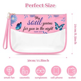 Sfodiary Religious Gifts for Women Makeup Bag Inspirational Birthday Christian Bible Verse Gift for Women Clear Cosmetic Bag Motivational Christmas Graduation for Mom Sister Friends Travel Pouch