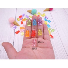 Smanzu Gummy Resin Bear Charms, Pack of 42 Candy Bear Pendants for DIY Jewelry Making Crafting(Assorted Colors)