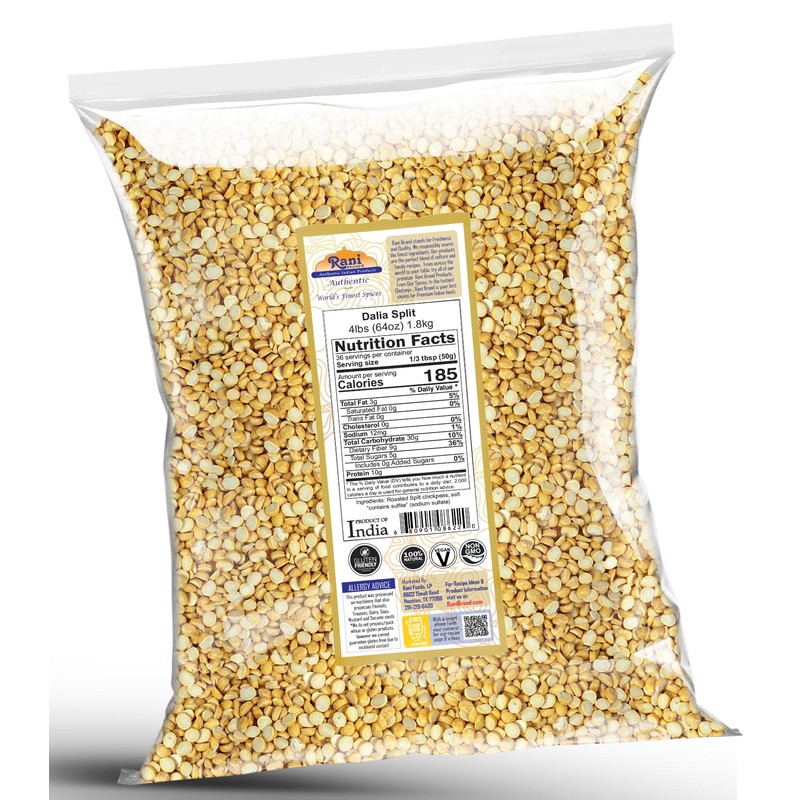 Rani Daliya Split (Roasted Split Chickpeas Dalia) 4lbs (64oz) ~