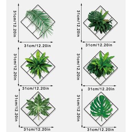 Green Plants Wall Sticker,DIY Botanical Vases Decals for Living Room Bedroom Kitchen Decor, Vinyl Removable Vivid Green Leaves Plants Wall Stickers for Decorations, Set of 6(31x31cm)