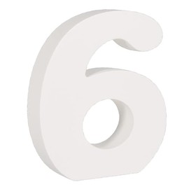 Rayher 62706000 MDF Number 6, White, 11 cm, Thickness 2 cm, 3D Wooden Number