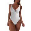 Plus Size White One Piece Swimsuit Modest Tummy Control U