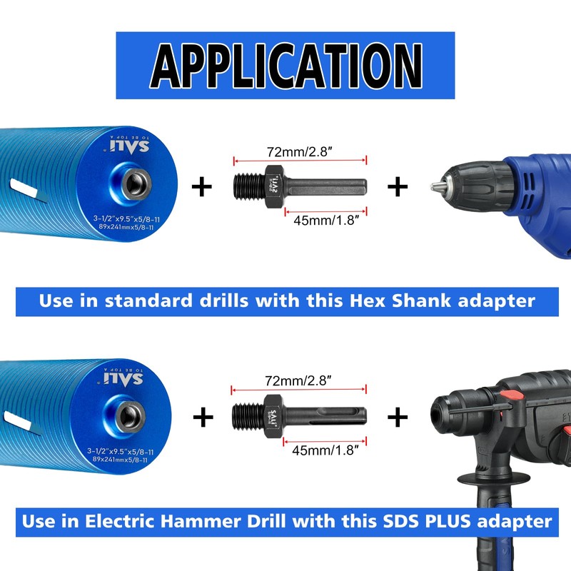 SALI Diamond Core Drill Bits 2 3/4" Diameter 10"/254mm Drilling