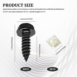 QZTYTY 16PCS License Plate Screw Kit, License Plate Bolts, Car Plate Screw for Front Rear Car Tag Mount, Car Accessories Rustproof Stainless Steel License Plate Screw Set Universal Fit Car SUV Truck