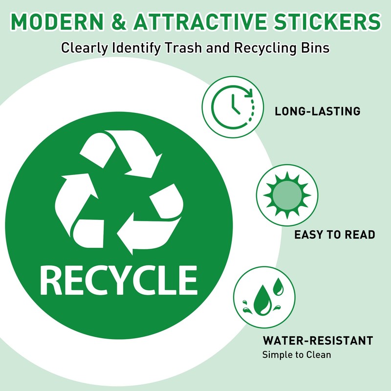 Bueake Pack of 16 Recycle Sticker for Trash Bins self