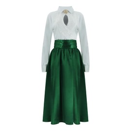 GAUWEAN Ellen Costume Christmas Vacation Ellen Shirt Skirt Brooch Set Vintage Dress for Women 2XL