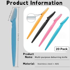 Paquete de 20 maquinillas de afeitar de cejas y afeitadoras faciales para mujeres y hombres, recortadores de vello facial de 4 colores con hoja de mal