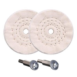 SCOTTCHEN Polishing Wheel 3" Fine Cotton (50 Ply) 1/4" Arbor with 1/4" Mandrel for Drill - 2Pack