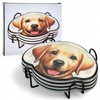 MIJOMA Untersetzer Set Hund – 4er Keramik Glasuntersetzer mit Metallhalter