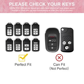 Pangpai Pink Key Fob Cover for Honda Accord Civic CRV Pilot Odyssey Smart Key TPU Keys Case Shell Protector with Keychain Lanyard Girly Women Cute