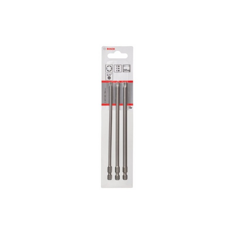 Bosch 2607001764 3-Piece Screwdriver bit Set, Extra Hard T20 T25