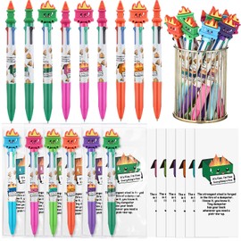 Kosiz 48 Set Funny Dumpster Desk Accessories for Back to School Gifts, Multicolor Fire Ballpoint Pens & Emotional Support Bookmarks for Teacher Student Employee Appreciation Gift Bulk Coworker Team