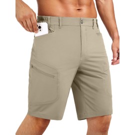 Stlight - Pantalones cortos de senderismo para hombre, de secado rápido, ligeros, tácticos, con múltiples bolsillos, para camping, pesca, golf, Beige Bronceado, 38W x 8L
