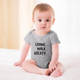 Crawl Walk Hockey Newborn Outfit Gender Neutral Short Sleeve Cotton Romper Baby Girl White Baby Boy 0-3 Months Clothes