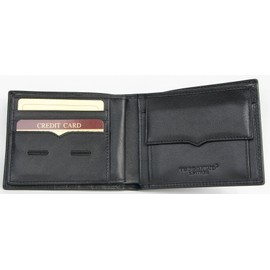 Toscanino Large Genuine Leather Wallet Black, black, Minimalist