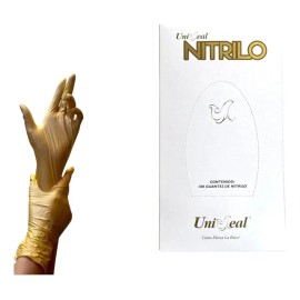 Guantes Nitrilo Metálicos Dorado Uniseal Sn Látex 100 Pzas