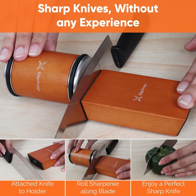 EdgeForge™ Rolling Knife Sharpener Kit - Beech Wood Magnetic Rolling