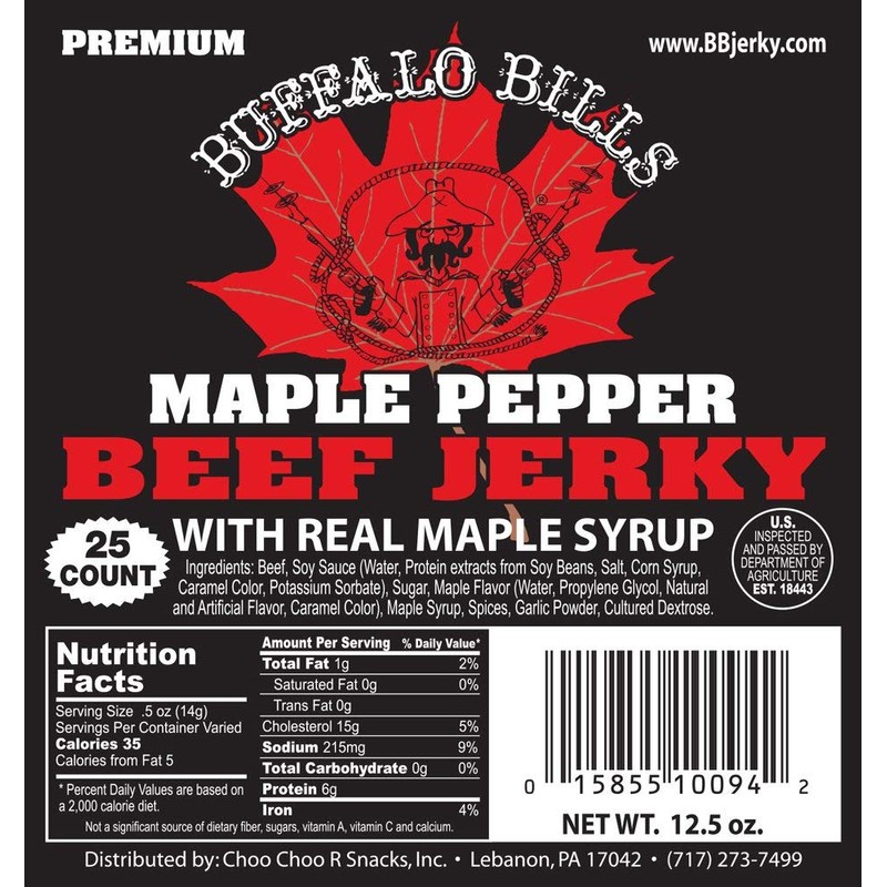 Buffalo Bills 12.5oz Premium Maple Pepper Beef Jerky 7" Strips