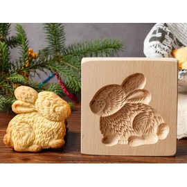 1Pack Wooden Cookie Biscuit Mold Baking Embossed Biscuit Stamp Mold, 3D Gingerbread Cookie Baking Mold for Kitchen DIY Thanksgiving Christmas (C#)