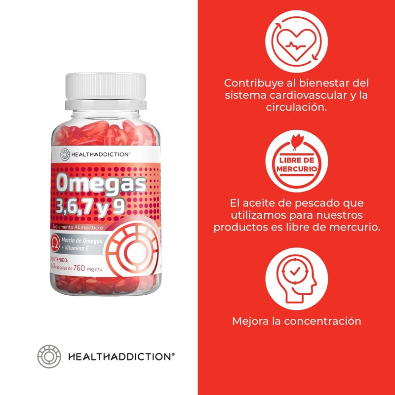 HEALTHADDICTION - 2 Pack Suplemento Omega 3, 6, 7 y