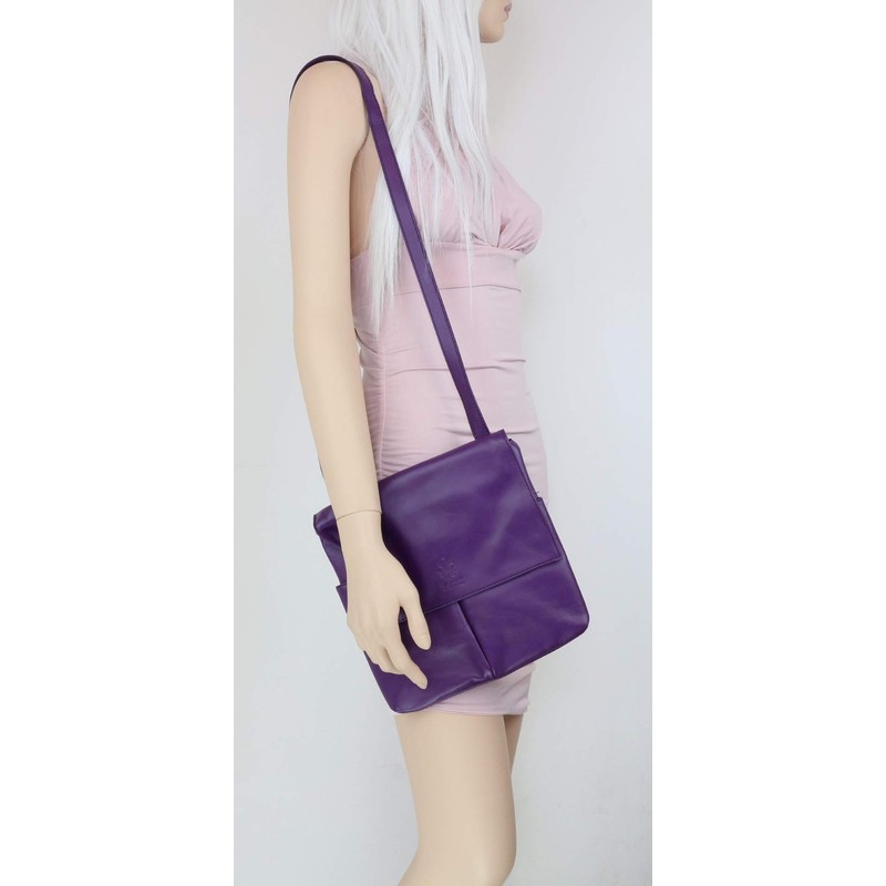 Girly Handbags Womens Double Pocket Italian Leather Messenger Bag -
