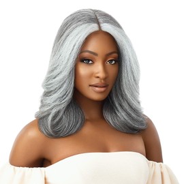Outre HD Lace Front Wig Soft N Natural Neesha 201 (Silver Gray) (FFMSTGR)