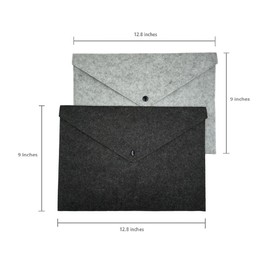 ERCENTURY Felt File Folder, Durable Briefcase, Document Bag, Paper File Folders, Portfolio Case, Letter Envelope, Handbag Button Closure, for Office Home School Stationery,Set of 2 (Dark & Light Grey)
