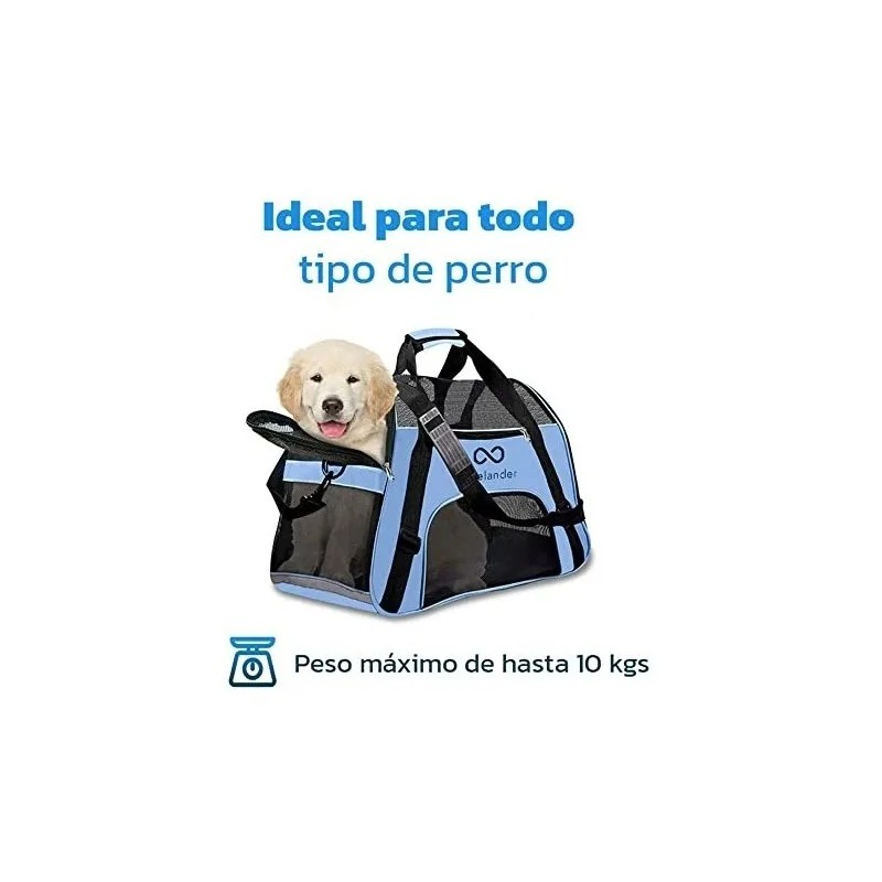 Transportadora Para Perro Razas Pequeñas Portátil Plegable Azul