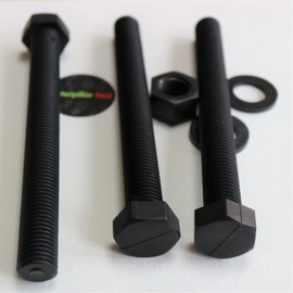 5 x Black Hexagon Head Screws Polypropylene (PP) Plastic Nuts, Washers, Bolts, Hex Head, M16 x 150mm, Fastener, (5/8 x 5 29/32 in)
