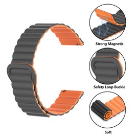Koelaa Ersatzarmband Kompatibel mit Garmin Forerunner 265/Forerunner 255/Forerunner 965/Vivoactive 4/Venu 2, Verstellbare Magnetisches Silikon-Uhrenarmband, 22mm Magnetisch Ersatzarmband-Schwarz+Weiß