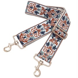 Purse Strap,2" Wide Shoulder Strap Adjustable Replacement,Multi-pattern Crossbody Canvas Bag Handbag Belts for Unisex Handbag,Crossbody Bags,Shoulder Bags(Brown Flower Embroidery)