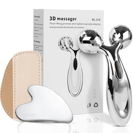 2 Piezas Herramienta Facial Gua Sha, Facial para Masaje Facial Antienvejecimiento, Herramienta de Masaje Rodillo, Herramienta de Masaje de Acero...   