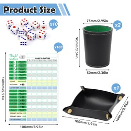 BHHTBB Kniffel Cup Set, Dice Cup Leather with 10 Dice Kniffel Block DIN A6 Puzzle Cup Leather with Kniffel Dice and Dice Boards for Yahtzee Liar's Dice Sic BO