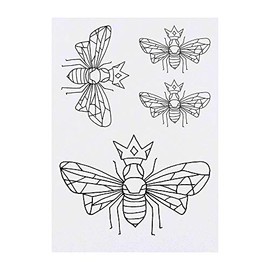 4 x 'Queen Bee' Temporary Tattoos - Water Resistant, Skin-Safe, Non-Toxic Transfers, Mixed Sizes (TO00013611)