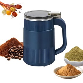 Huitban Electric Coffee Grinders，150-300w Blue Spice Grinder, One-Button Operation to Grinder Coffee Beans, Spices, Dry Herbs, Nuts, etc.1 Plastic Brush and 1 Plastic Spoon Included