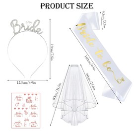 Pack of 4 Bride to be Sash, Bride to be Decoration, Gga Accessories Women, Hen Party Accessories, White Bridal JGA Rose Gold Headband Tiara for Bachelorette Party