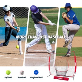 Baseball and Softball Practice Net 7×7ft Portable Hitting Batting Training Net with Carry Bag and Metal Frame