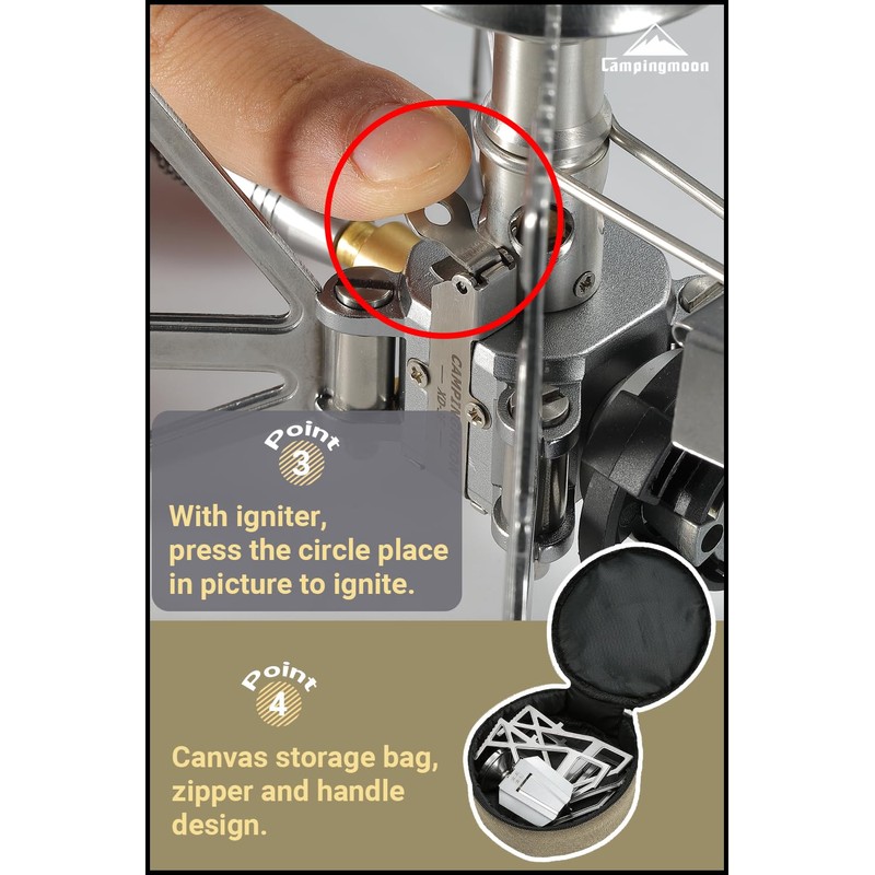 CAMPINGMOON Butane Camping Stove Portable Regulator Single Burner w/Storage Bag