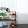 Utoplike Teak Shower Caddy Corner, 3 Tier Standing Shower Organizer