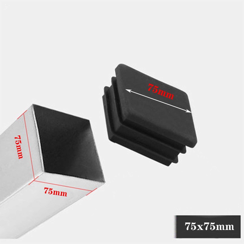 Zaky 6 pcs Square Ribbed Plastic Insert Plugs End Caps